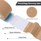 Kinesiology Tape Precut 2 Rolls Pack, Athletic Tape for Muscle Joints Support, 40 Strips for Knee Ankle Shoulder Back, Latex Free and Water Resistant, Beige