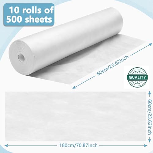 Tudomro 10 Rolls Disposable Non Woven Bed Sheets Massage Table Paper Covers Non Woven Fabric Massage Sheets Waterproof Spa Breathable Bed Cover for Beauty Salon (White)
