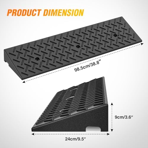Nilight 3.6" Rise Curb Ramps, Heavy Duty Rubber Driveway Threshold Shed Ramp for Sidewalk Cars Lawn Mower Wheelchairs Motorcycles, 3300lbs Load Capacity