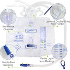 5 Pack Urinary Drainage Bag with Anti-Reflux Chamber, 2000ml Professional Adult Urine Bags for Home and Hospital Use -Catheter Bags
