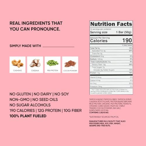 TRUBAR Vegan Protein Bar, Shake it Bake it Birthday Cake it, Gluten Free, Plant Based Protein, Dairy Free, Non GMO, Soy Free, No Sugar Alcohols, 12G Protein, 12G Fiber, 23G Carb, Snack Bars, 12ct