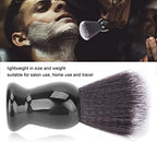 Black Shaving Brush, Barber Neck Dust Brush for Residue Debris Removal, Fast Lather Salon Cleansing Foam Brush with Comfortable Handle, Portable Exfoliating Brush for Home Travel Salon