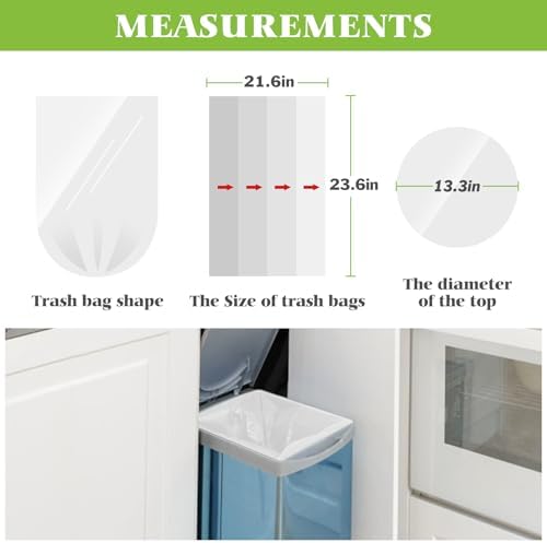 Teivio 6 Gallon 180 Counts Strong Garbage Bags Trash Bags, Bathroom Trash Can Bin Liners, Plastic Bags for home office kitchen, Clear