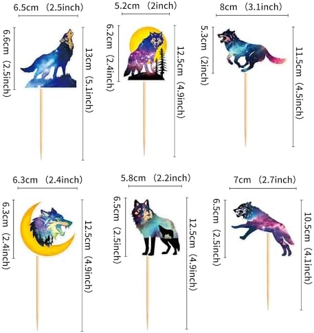 Ercadio 24 PCS Black Wolf Cupcake Toppers Silhouette Black Glitter Cupcake Topper Wolf Cupcake Decoration Picks Animal Theme for Baby Shower Kids Birthday Party Decoration Supplies