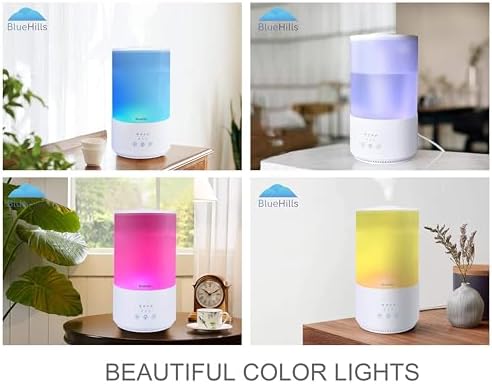 BlueHills Premium 4000 ml Tall Essential Oil Diffuser 4L 4 Liter 50 Hour Run with Remote Timer Aroma Humidifier 1 Gallon Big Capacity High Mist Output for Large Room Huge Size Mood Lights White T401