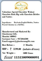 Ghasitaram Gifts Valentines Gift Valentines Day Chocolates for Girlfriend/Boyfriend/Husband and Wife Valentines Special Chocolate Walnut Chocolate Bark Big with Chocolate Brittles and Nutties