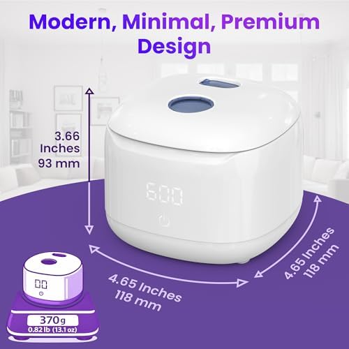 Ultrasonic Retainer Cleaner – 49kHz Denture Cleaner for Mouth Guards, Retainers, Aligners, Jewelry – 220ml Stainless Steel Tank Ultra Sonic Cleaning Machine – White