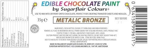 Sugarflair Metallic Bronze Chocolate Paint - Coloured Cocoa Butter for Painting Directly Onto Chocolate, Transfer Sheets or Moulds - 35g