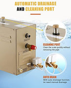 CGOLDENWALL 6KW Commercial Self-Draining Steam Generator Shower System Home Steam Bath Spa Generator 30 min to 12 Hours with Auto Drain 95-131℉ for Suitable Space Heating 6 m³/212 Cubic feet (6KW)
