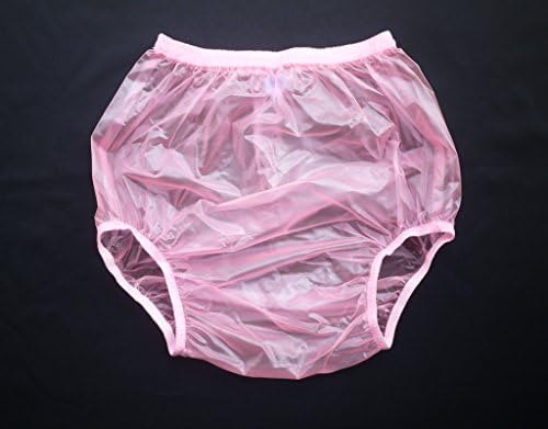 Adult Incontinence Pull-on Plastic Pants PVC Pants 3 Pack (Medium, Transparent Pink)