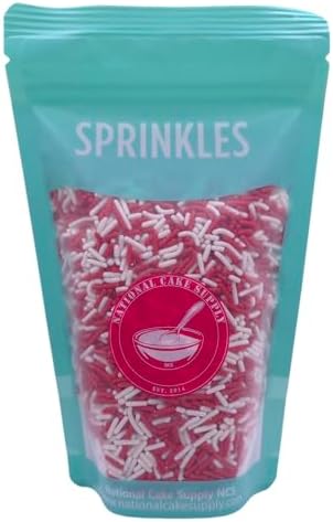 NCS Red & White Jimmies Edible Sprinkles – Cupcake, Cake & Cookie Decorations, 7 oz