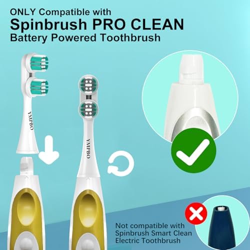 6 Pack Replacement Heads Compatible with Spinbrush Electric Toothbrush Adults, Brush Head Replacement Refill