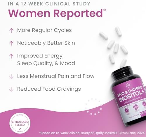 Optify Myo-Inositol & D-Chiro Inositol Supplement for Women – 40:1 Ratio Plus Folate and Vitamin D – Support Healthy Hormonal Balance, Regular Cycles, & Ovarian Health – 30-Day Supply