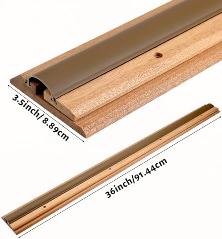 Weysat 36" Adjustable Oak Threshold with Vinyl Seal Red Oak Exterior Door Threshold Wood Thresholds for Doorways to Fill 3/4" to 1 1/4" Gaps, Solid Wood Sill for Doorways