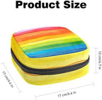 Sanitary Napkin Storage Bag,Period Bag,Pad Bag,Abstract Art Colorful Stripe Rainbow,Period Pouch