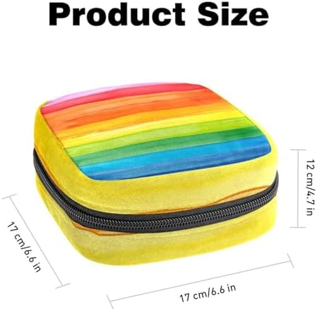 Sanitary Napkin Storage Bag,Period Bag,Pad Bag,Abstract Art Colorful Stripe Rainbow,Period Pouch