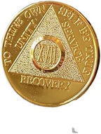 46 Year AA Medallion Glossy Gold Color Sobriety Chip