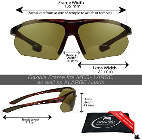 proSPORT Bifocal Sport Sunglasses Readers UV400 Blue Blocking Wrap Around Semi-Rimless Golf Driving Fishing Cycling Men Women