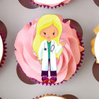 Girl Female Nurses Doctors Hospital Edible Cupcake Toppers - Stand Up Wafer Cake Decorations, Medical Graduation Decorations, Doctors Retirement Cookie Decor, 2 inch / 5cm (Pack of 24)