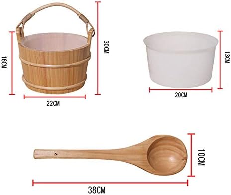 4L Sauna Bucket Wooden Sauna Bucket with Ladle Sauna Starter Set Natural SPA Bath Accessory for Sauna Bathroom