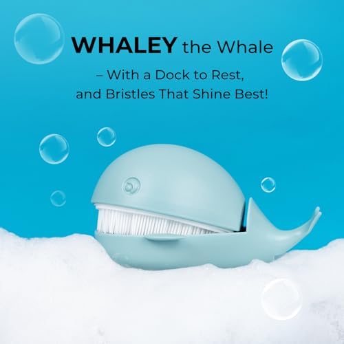 Whale Dish Brush – Cute Whale Scrub Brush for Dishes & Veggies, Palm Cleaning Brush, Funny Kitchen Gadget, Sink Accessories, Unique Gifts for Women, Housewarming or White Elephant Gifts