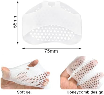 Medsuo 6 PCS Metatarsal Pads Breathable Reusable Foot Gel Pad for Women and Men Relief of Plantar Pain Soft Forefoot Pad (Clear)