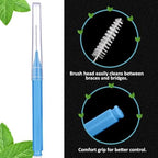 Patelai 100 Pieces Braces Dental Brush for Cleaner Interdental Toothpick Dental Tooth Flossing Head Oral Hygiene Flosser Toothpick Cleaners Tooth Tool(Blue,Proper Size)