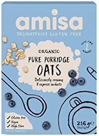 Amisa Organic Gluten Free Pure Porridge Oats Express Sachets 8 x 27g - Pack of 2
