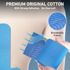 PreCut Kinesiology Tape for Lower Back, 12PCS Kinesiology Tape Precut for Lower Back, KTQUICK Original Cotton Waterproof & Breathable Latex-Free, Enhance Elastic Athletic Tape for Support Muscle(Blue)