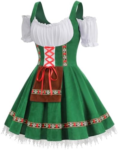 GRAJTCIN Womens Oktoberfest Costume, Velvet German Bavarian Dress for Halloween Carnival
