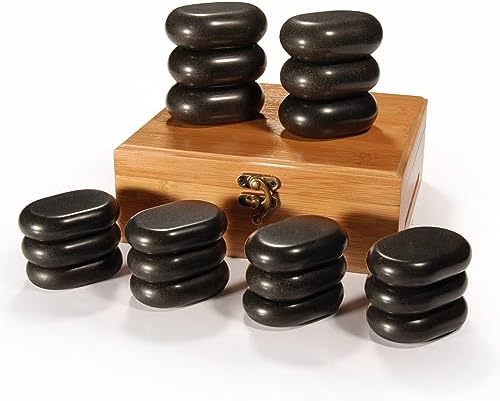 Master Massage 18 Piece Essential Hot Stone Massage Set Kit Package for Professional or Home Spa, Healing, Pain Relief-Basalt Rock