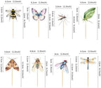 Ercadio 32 Pcs Insect Theme Cupcake Toppers Dragonflies Bees Flies Butterflies Moths Cupcake Pick Decorations for Insect Theme Baby Shower Birthday Party Cake Decorations Supplies