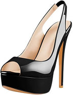 Open Peep Toe Platform High Stiletto Heels Slingback Sandals