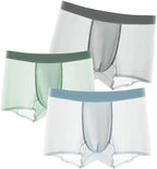 Men's Ice Silk Ultra-Thin Boxer Briefs Panties, Seamless Men Boxer Shorts U Bulge Underwear Breathable Underpants