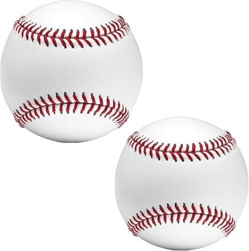 Blank Baseballs 2 Pack, Solid Cork Core, 9 Inch, Unmarked for League Play, Pitching, Hitting, Batting, Fielding, Autograph, Gifts