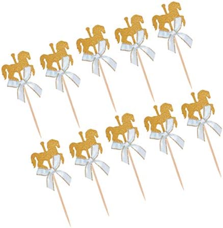 20Pcs Carousel Horse Cupcake Toppers Horse Cake Decoration Cake Picks for Birthday Wedding Baby Shower Party Supplies