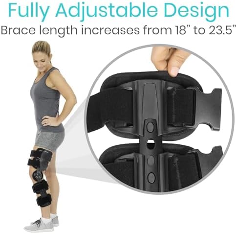 Vive ROM Knee Brace - Hinged Immobilizer for ACL, MCL and PCL Injury - Orthosis Stabilizer for Women and Men - Adjustable Recovery Support for Orthopedic Rehab, Post Op, Meniscus Tear, Right, Left Leg