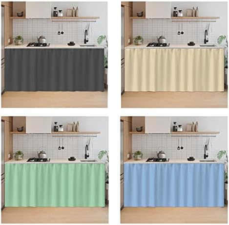 SK Studio Short Curtains for Kitchen, Privacy Cabinet Curtain Dust-Proof Window Shades Doorway Curtain for Closet Storage Room Black, 51.1" W x 27.6" H