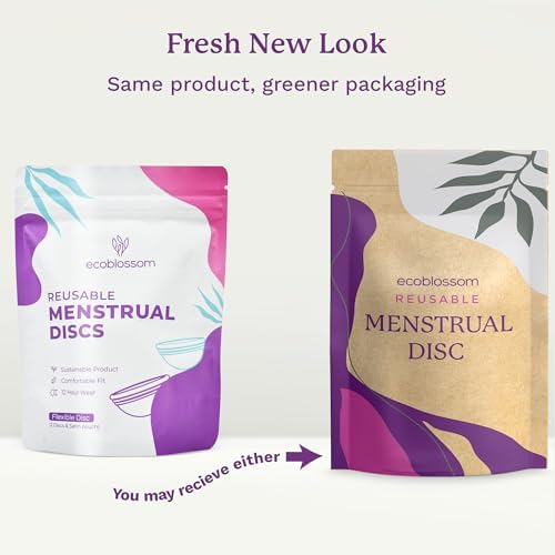 Ecoblossom Reusable Menstrual Disc - Menstrual Cup - Soft Period Disc for Women Designed with Flexible, Medical-Grade Silicone Period Cup (Black)