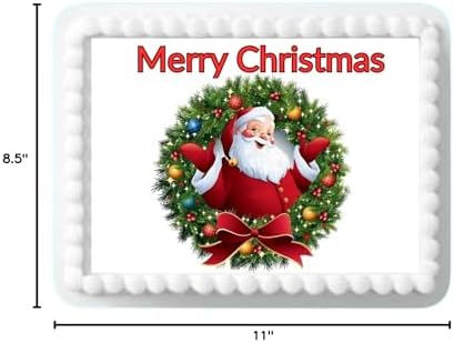 Edible Cake Topper Santa Christmas 8.5 x 11inch Custom Personalize Holiday