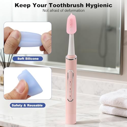 6 Pack Silicone Toothbrush Covers, Travel Toothbrush Head Caps for Manual and Electric Toothbrushes, Breathable Hygienic Toothbrush Protector to Keep Toothbrush Fresh and Clean