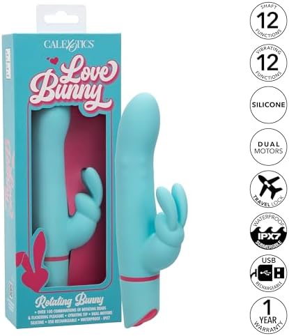 CalExotics Love Bunny Rotating Bunny Waterproof Silicone Rechargeable Beads Rabbit Vibrator Blue - SE-0619-55-3