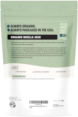 J Mac Botanicals, Organic Nigella Seeds (1 Pound), USDA Certified, black cumin seed, Nigella Sativa, Kalonji Seeds