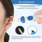 Electric Ear Wax Removal Tool with Vibration Suction, Gentle Ear Wax Vacuum for Dry Ear Wax, 2 Soft Interchangeable Heads for Itchy Ears, Earwax Remover (Sapphire Blue)