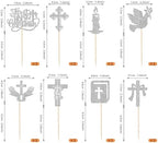 Rsstarxi 24 Pack First Holy Communion Cupcake Toppers Christian Baptism Baby Shower Cake Decorations Dove God Bless Cross Cupcake Picks for First Communion Party Decorations Silver