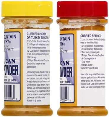 Blue Mountain Country Jamaican Curry Powder & Hot Jamaican Curry Powder Duo Pack – 6 oz | Authentic West Indian Spices for Meat, Seafood, Vegetables & More