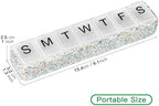 Soleebee Portable Weekly 7 Day Pill Organizer, Bling Crystal Pill Box Case, Travel Pill Planner, Pill Dispenser, Medicine Vitamin Container Organizer (AB)