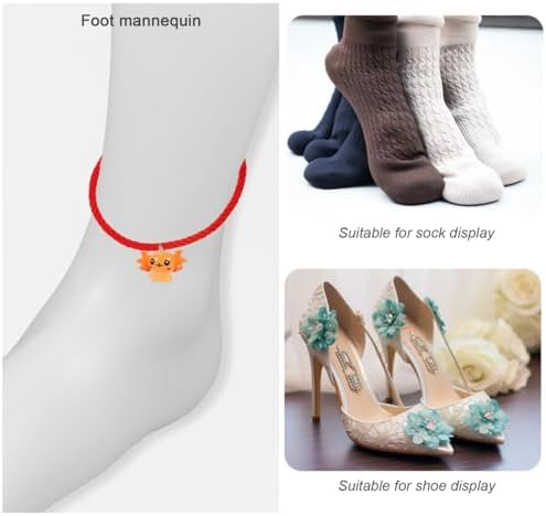 2Pcs Socks Foot Mold Fake Feet, 9.43x9.04x2.75in Shoe Mold Women Shoes Stand Sock Display Stand, Plastic Mannequin Foot for Shop Jewelry Anklet Display
