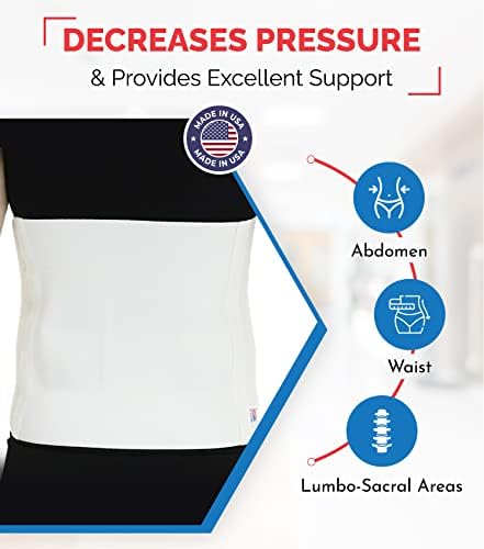ITA-MED Unisex 12” Abdominal Binder – Helps Recover Post-Surgery, Postpartum & Hernia, Made in USA, White (Small)