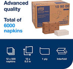 Tork Xpressnap® White Dispenser Napkin N4, One-at-a-Time Dispensing, 1-ply, 1/4 Fold, 13" x 8.5 ", 12 x 500 Napkins, 109000